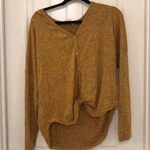 High low mustard marbled shirt